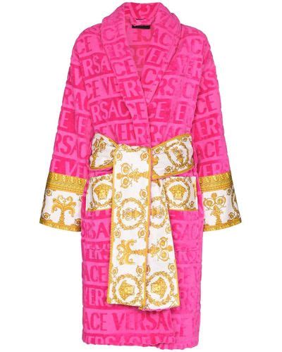 versace baby blue robe|Versace hot pink robe.